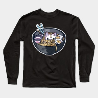 Ramen Noodle Kitten Long Sleeve T-Shirt